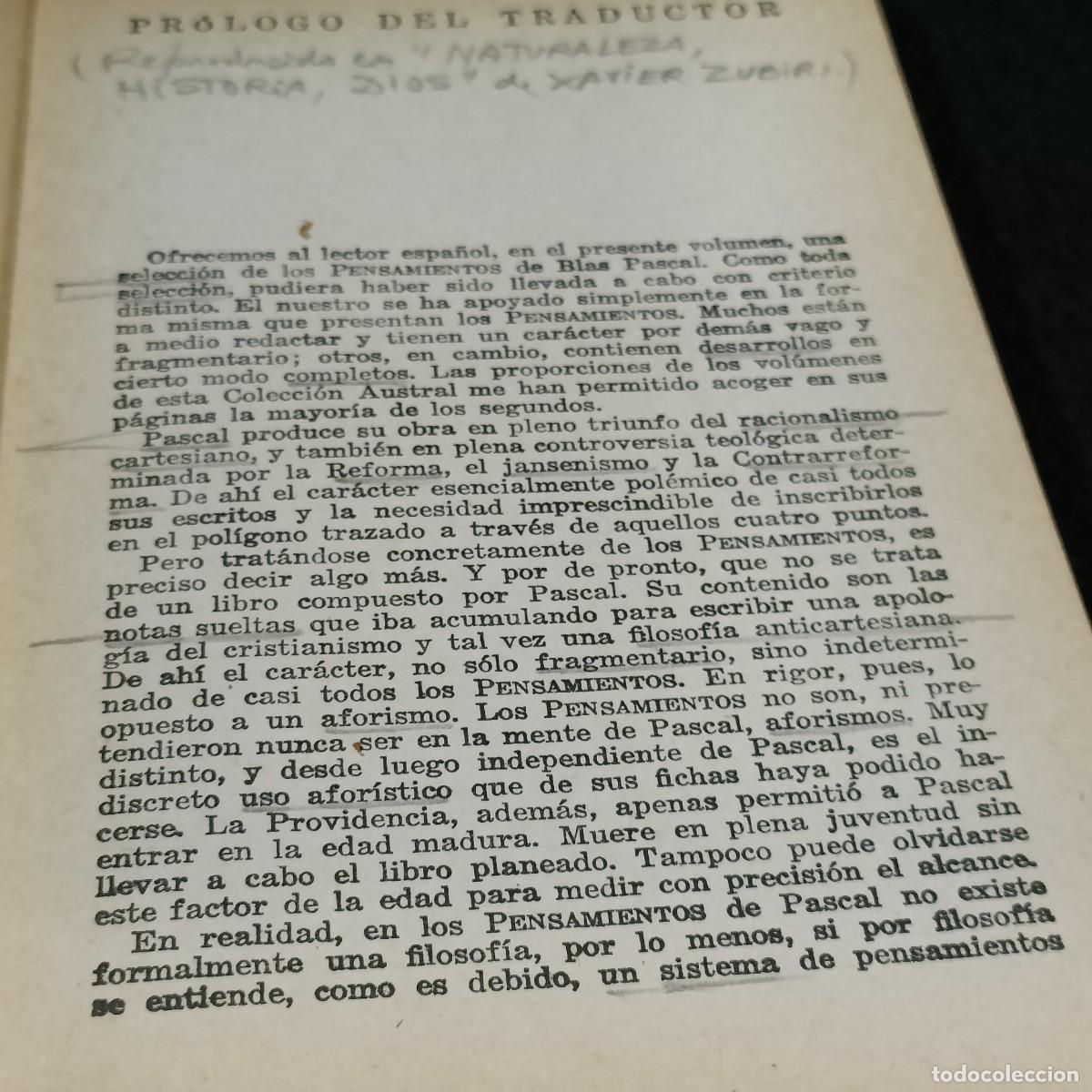 Libros de segunda mano: PENSAMIENTOS - PASCAL - COLECCION AUSTRAL - ESPASA-CALPE S.A. / 25.317 - Foto 6