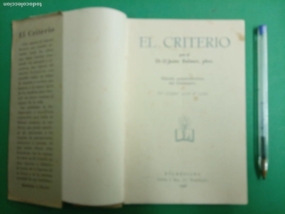 Libros de segunda mano: Antiguo libro EL CRITERIO. Jaime BALMES. Barcelona 1948. - Foto 2