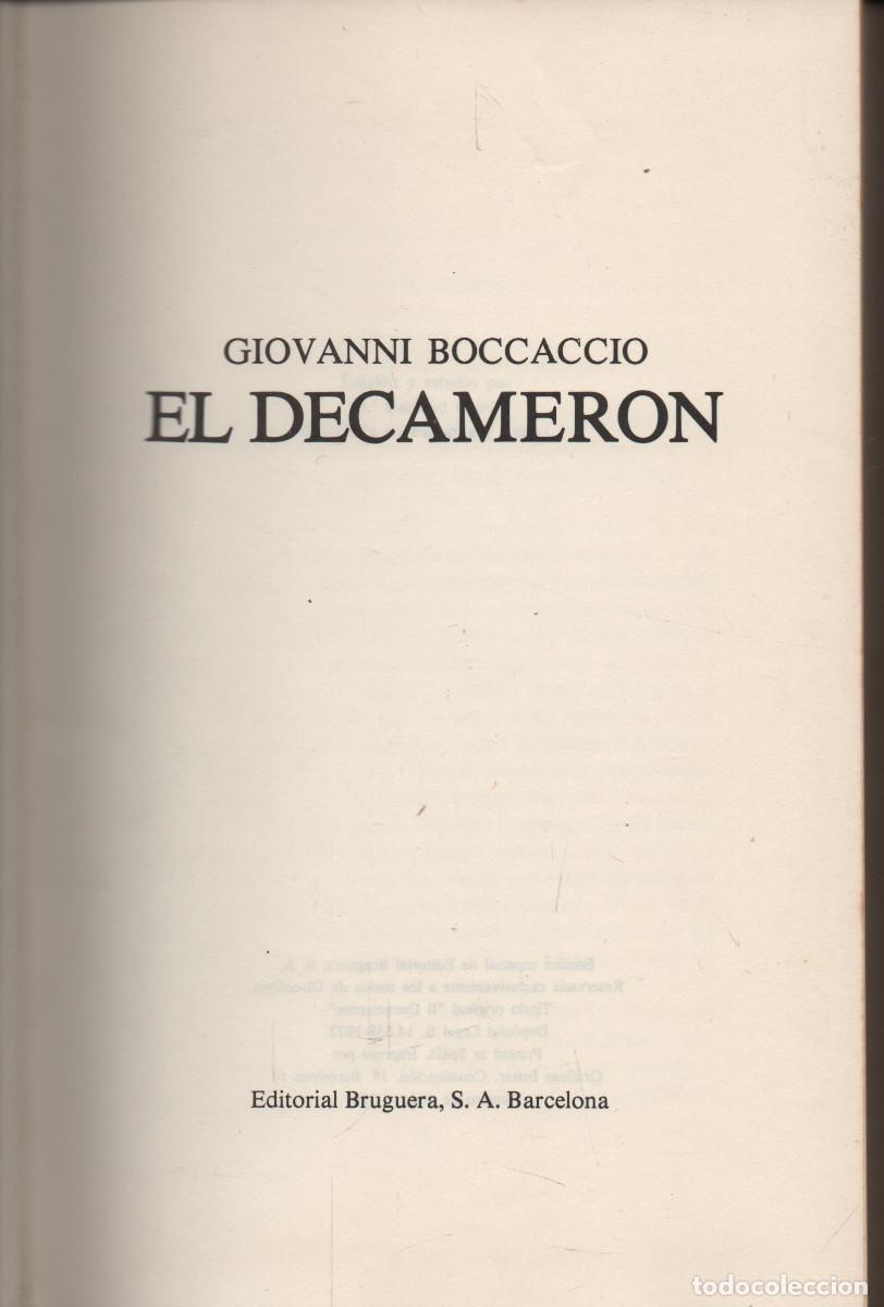 Libros de segunda mano: El Decameron. Giovanni Boccaccio. Editorial Bruguera. 1972. - Foto 3