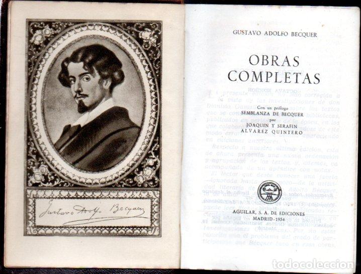 Libros de segunda mano: GUSTAVO ADOLFO B&Eacute;CQUER : OBRAS COMPLETAS (AGUILAR, 1954) - Foto 1