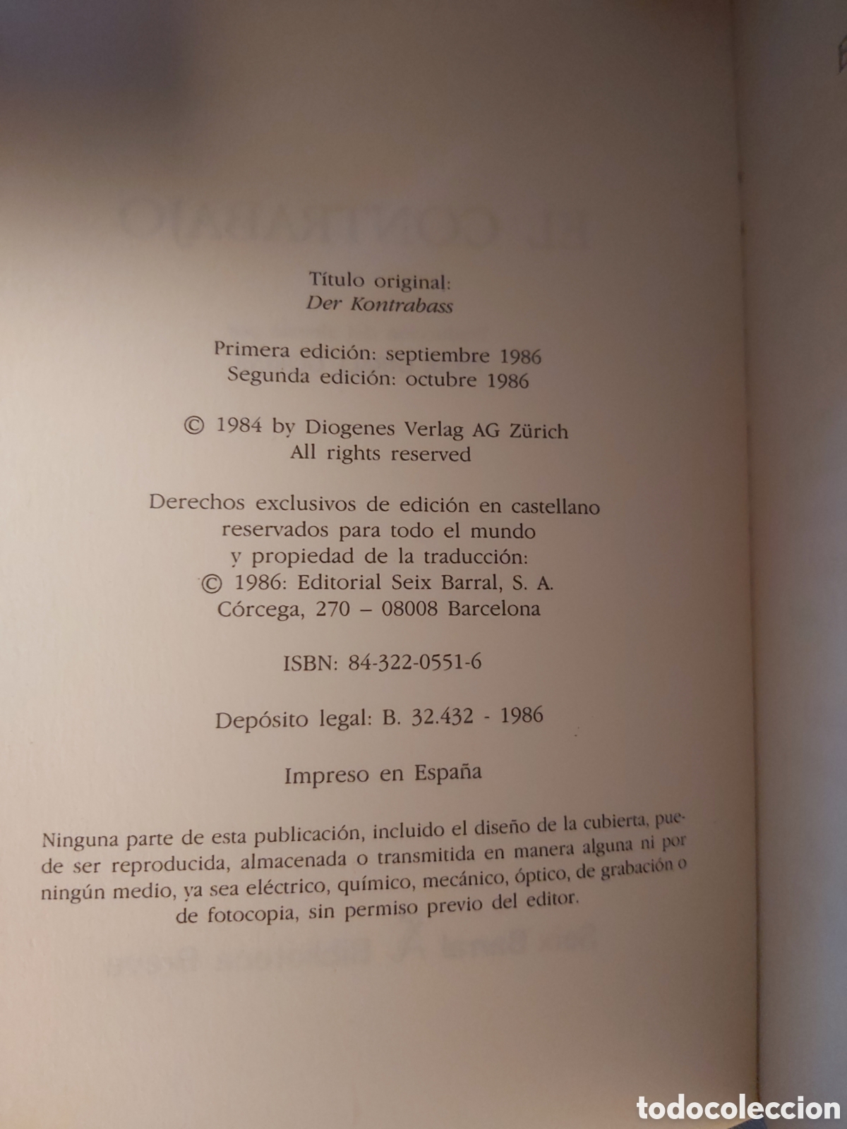 Libros de segunda mano: EL CONTRABAJO # PATRICK SUSKIND # SEIX BARRAL # 1986 - Foto 3