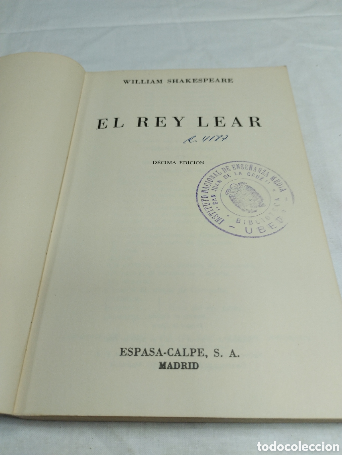 Libros de segunda mano: El rey Lear. William Shakespeare, Espasa Calpe. 1980 KKB - Foto 3