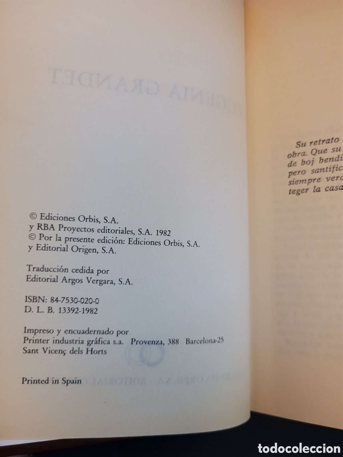 Libros de segunda mano: EUGENIA GRANDET # HONORE DE BALZAC # ORBIS 1982 - Foto 3