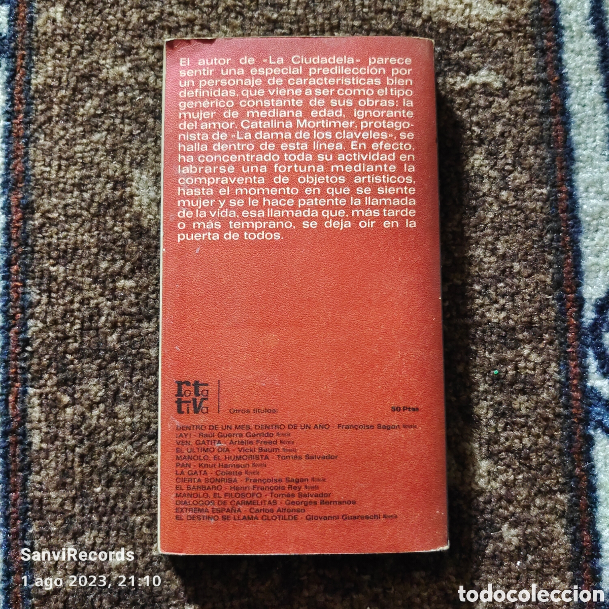 Libros de segunda mano: LA DAMA DE LOS CLAVELES (A.J. CRONIN) (ROTATIVA) - Foto 2