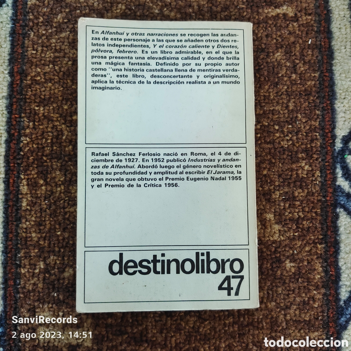 Libros de segunda mano: ALFANHUI (RAFAEL S&Aacute;NCHEZ FERLOSIO) (DESTINOLIBRO) - Foto 2