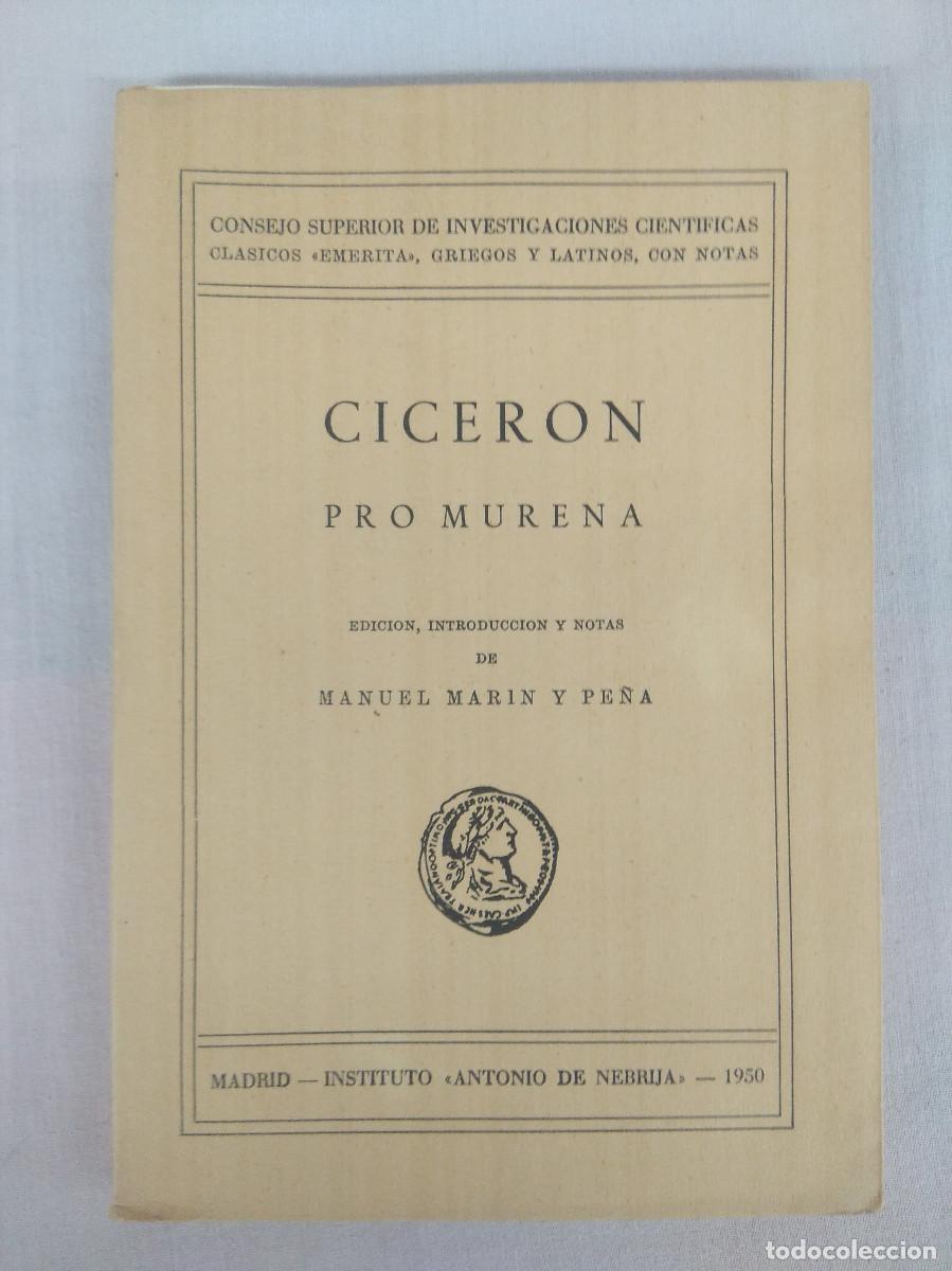 Libros de segunda mano: CICERON/PRO MURENA/MANUEL MARIN. - Foto 1