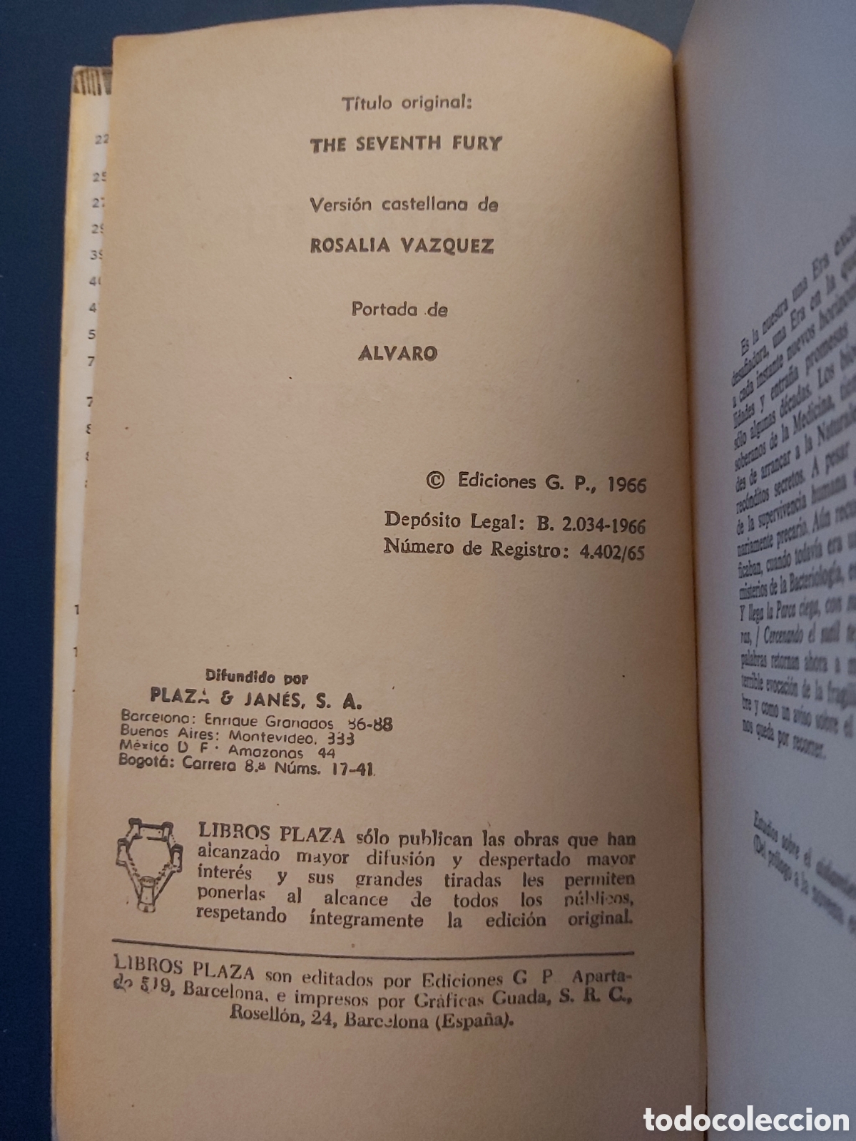 Libros de segunda mano: LA SEPTIMA FURIA # JOHN CASTLE # EDICIONES G.P # 1966 - Foto 3