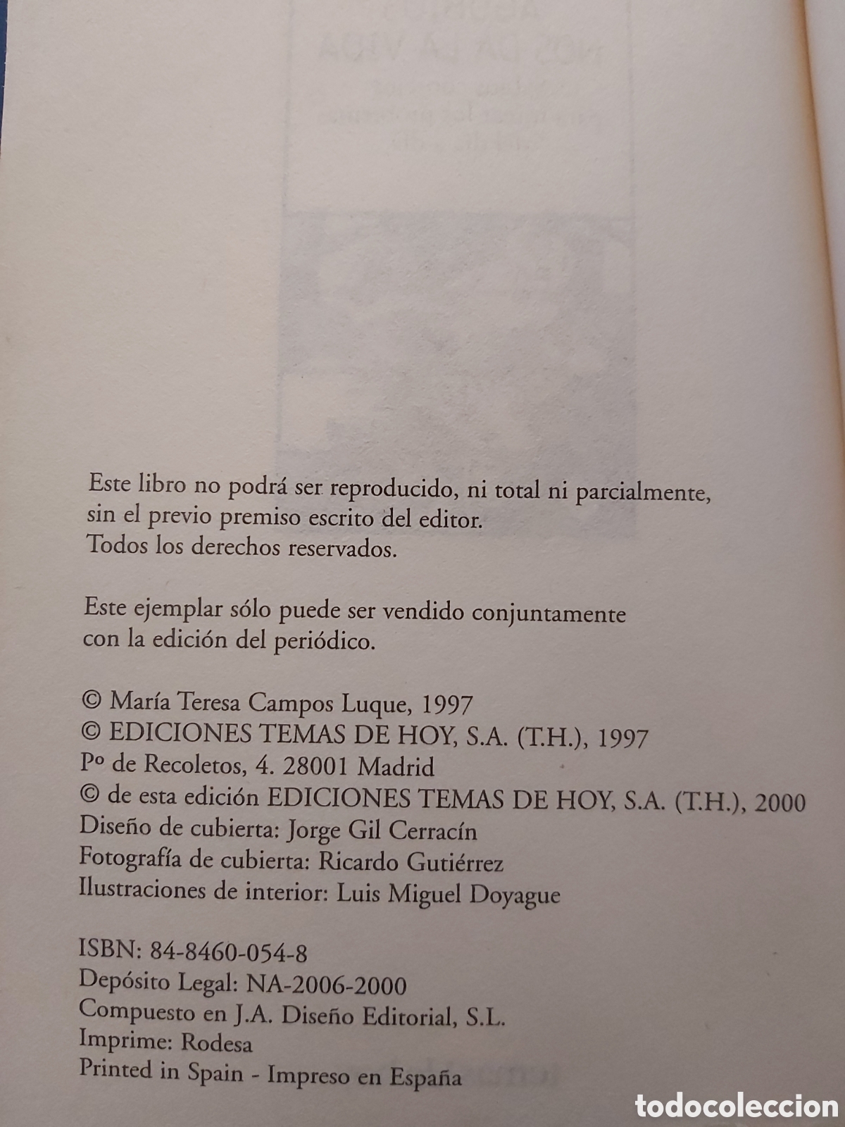 Libros de segunda mano: AGOBIOS NOS DA LA VIDA # M TERESA CAMPOS # TEMAS DE HOY # 2000 - Foto 3