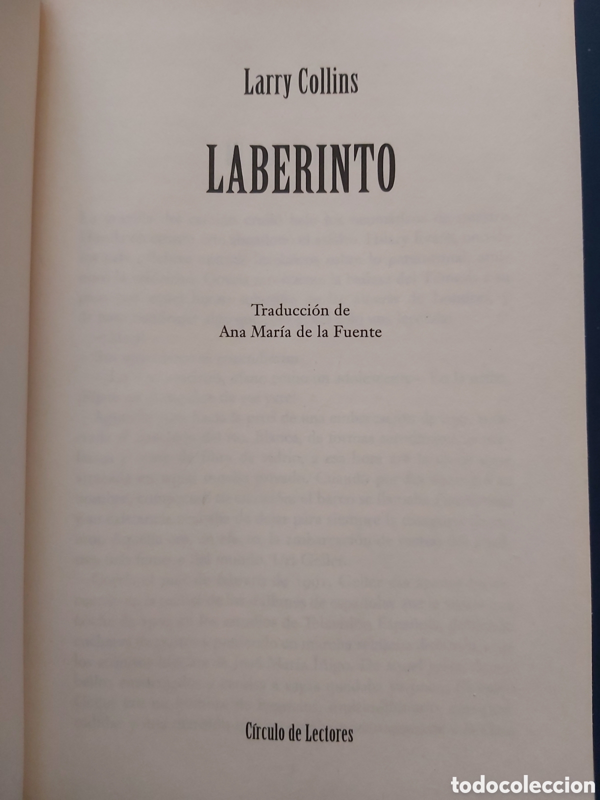 Libros de segunda mano: LABERINTO # LARRY COLLINS # ED. CIRCULO LECTORES # 2003 - Foto 2