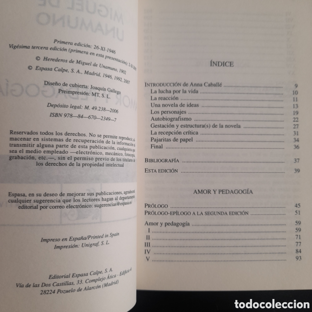 Libros de segunda mano: Amor y pedagog&iacute;a. Miguel de Unamuno. Austral. - Foto 3