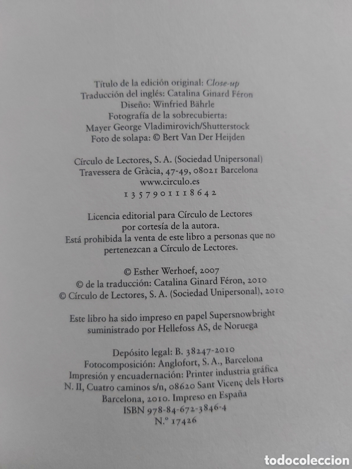 Libros de segunda mano: SEDUCCI&Oacute;N FATAL # ESTHER VERHOEF # C&Iacute;RCULO DE LECTORES # 2010 - Foto 5