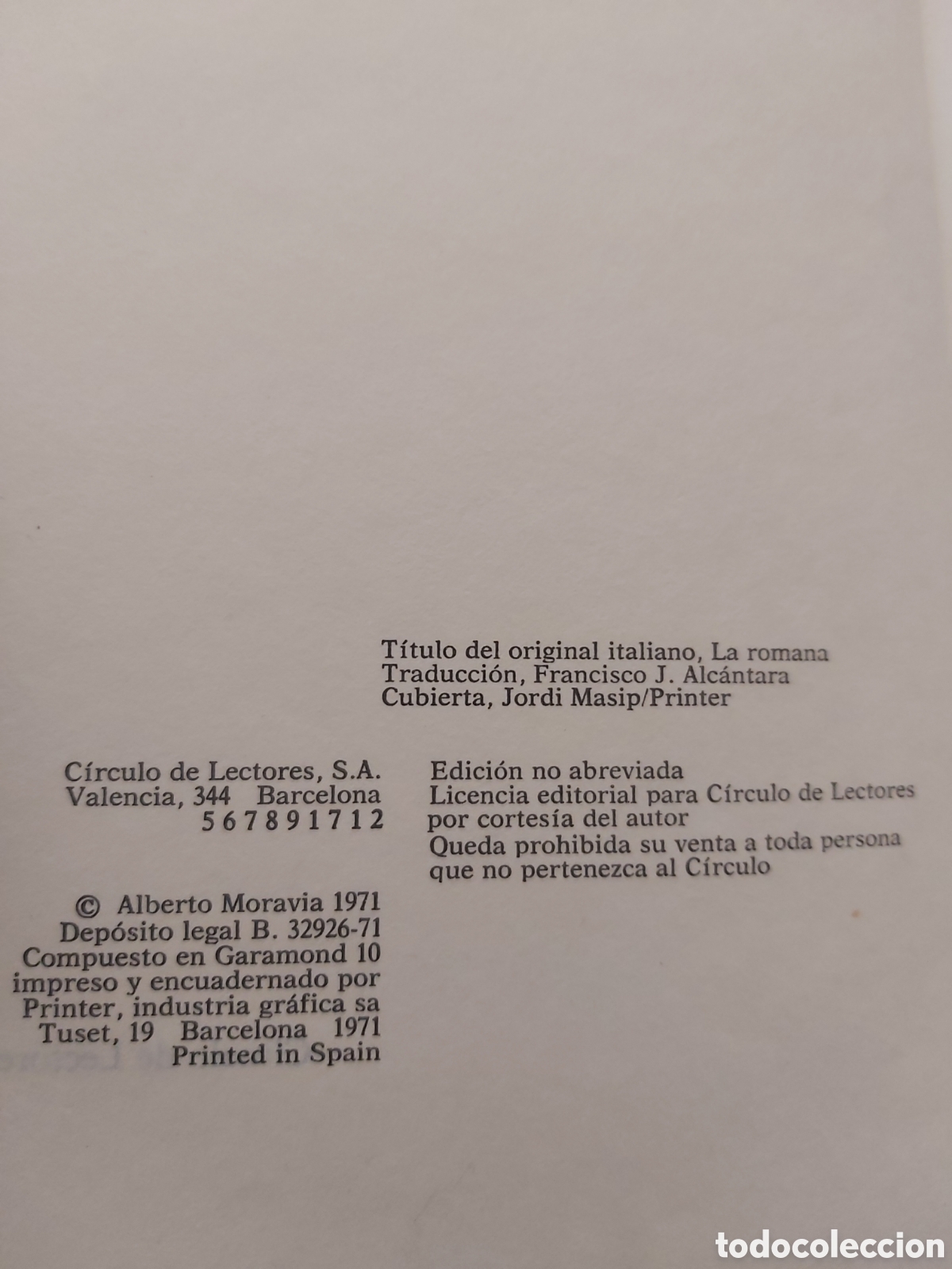 Libros de segunda mano: LA ROMANA # ALBERTO MORAVIA # C&Iacute;RCULO DE LECTORES # 1971 - Foto 4