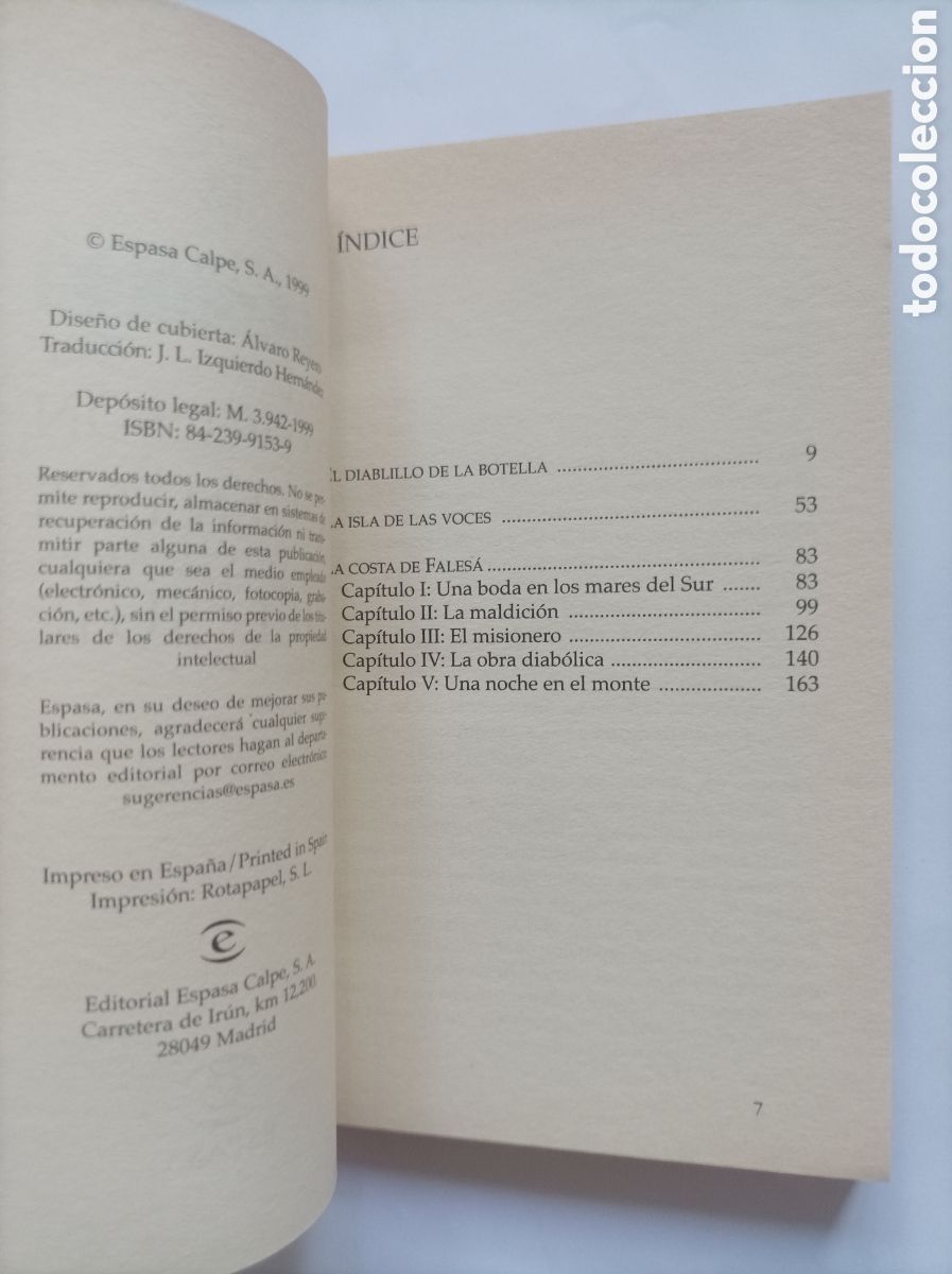 Libros de segunda mano: Cuentos de los mares del Sur / Robert L. Stevenson. Biblioteca cl&aacute;sica Espasa. - Foto 2