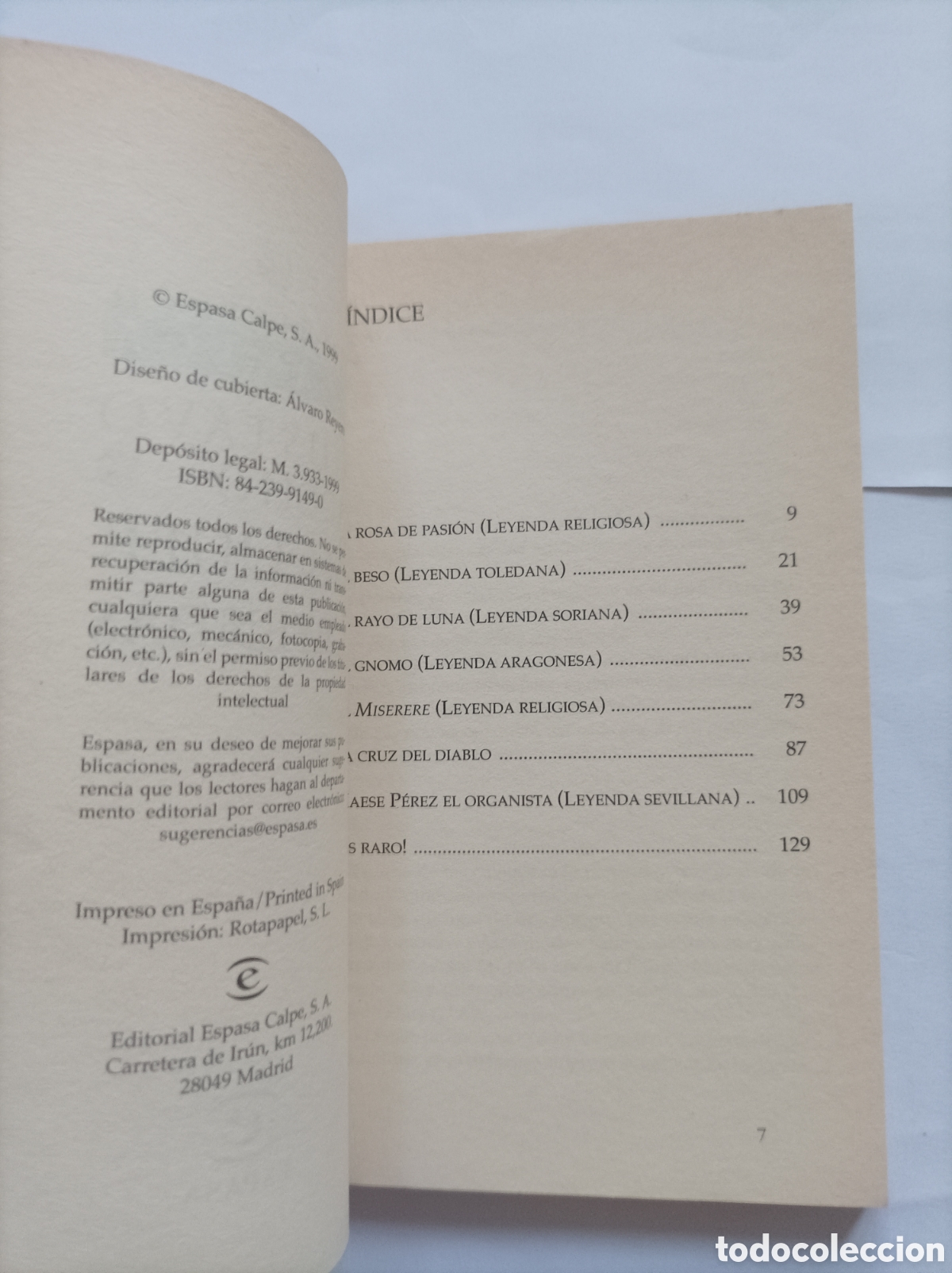 Libros de segunda mano: Leyendas / Gustavo Adolfo B&eacute;cquer. Biblioteca cl&aacute;sica Espasa. - Foto 2