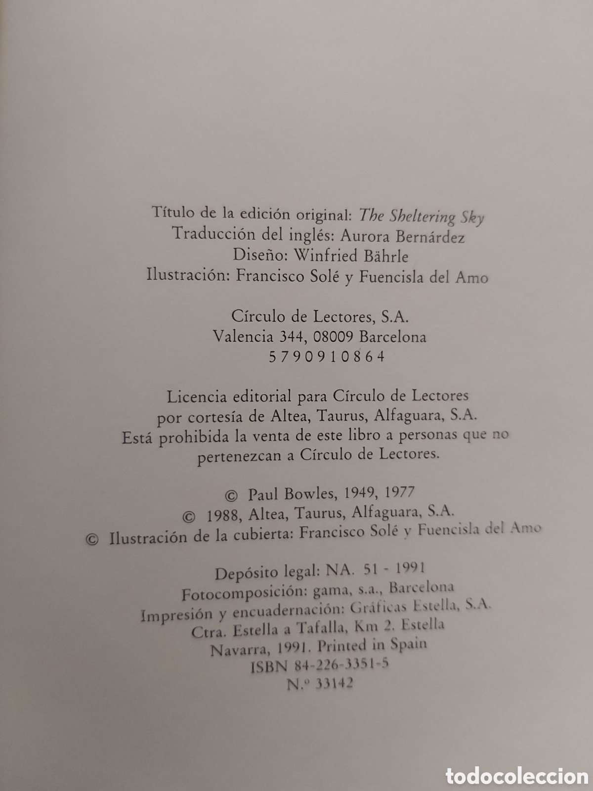 Libros de segunda mano: EL CIELO PROTECTOR # PAUL BOWLES # C&Iacute;RCULO DE LECTORES # 1991 - Foto 6