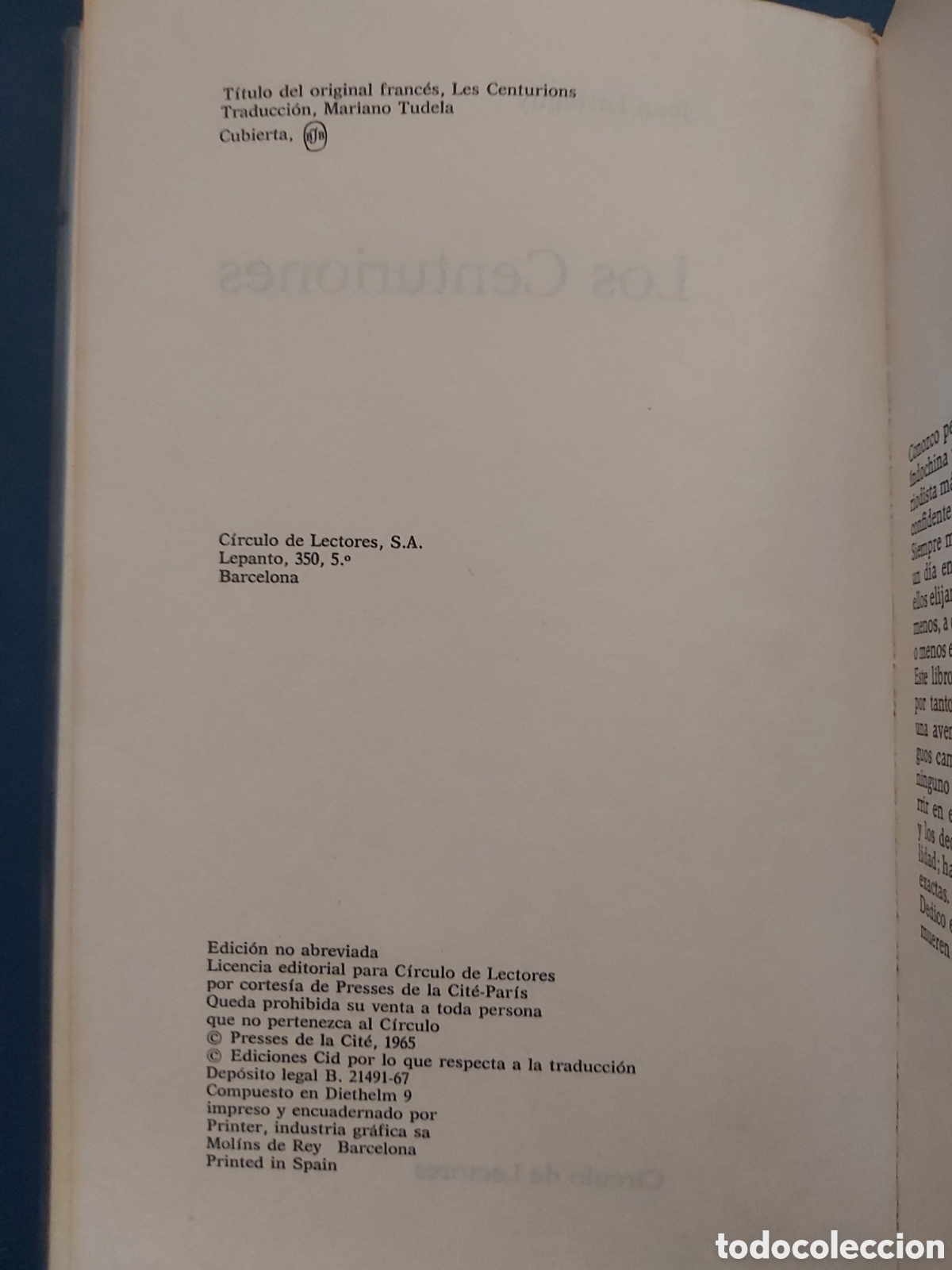 Libros de segunda mano: LOS CENTURIONES # JEAN LARTEGUY # C&Iacute;RCULO DE LECTORES # 1967 - Foto 4