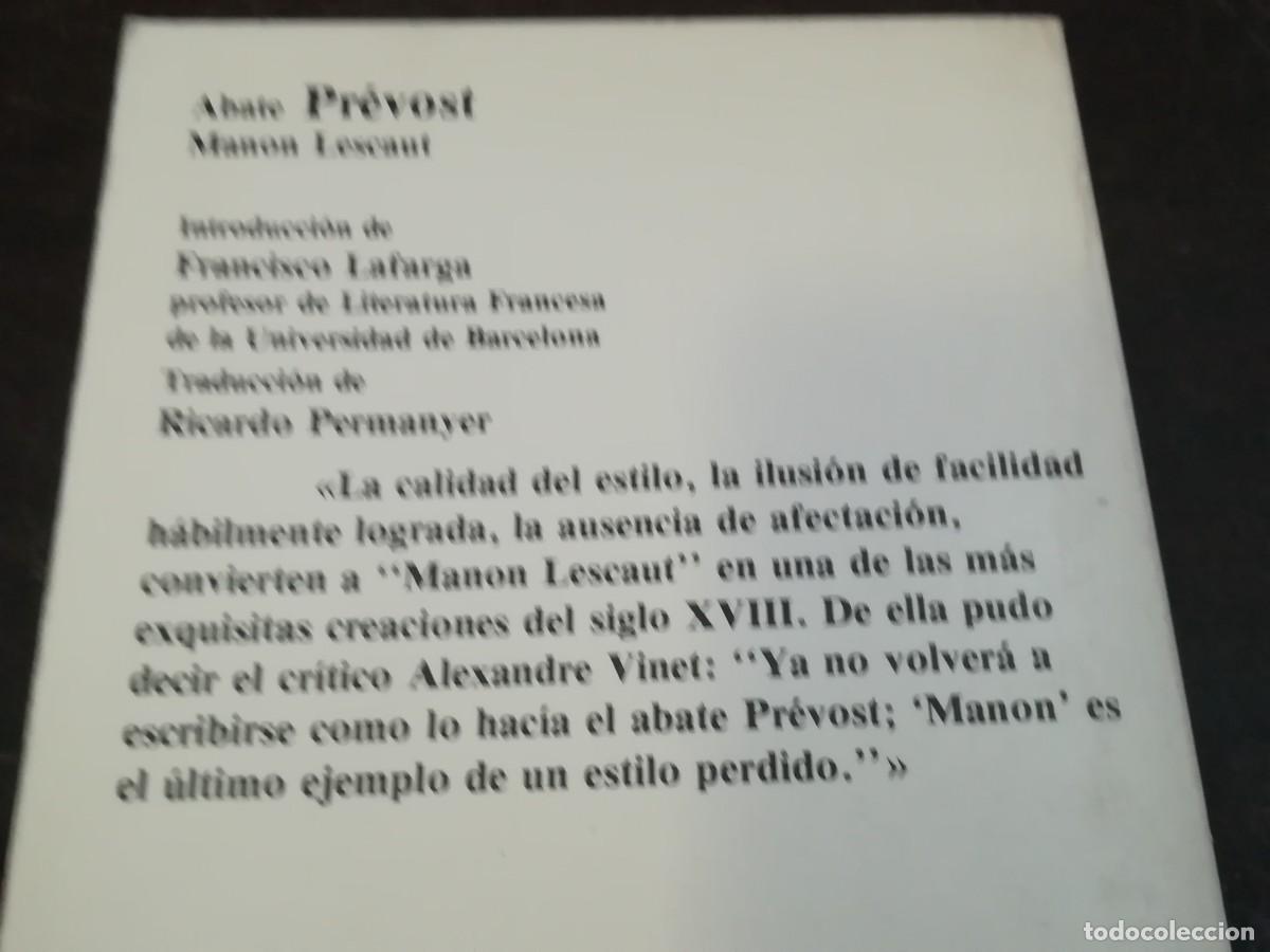 Libros de segunda mano: MANON LESCAUT / ABATE PREVOST / D 403 B / PLANETA - Foto 3