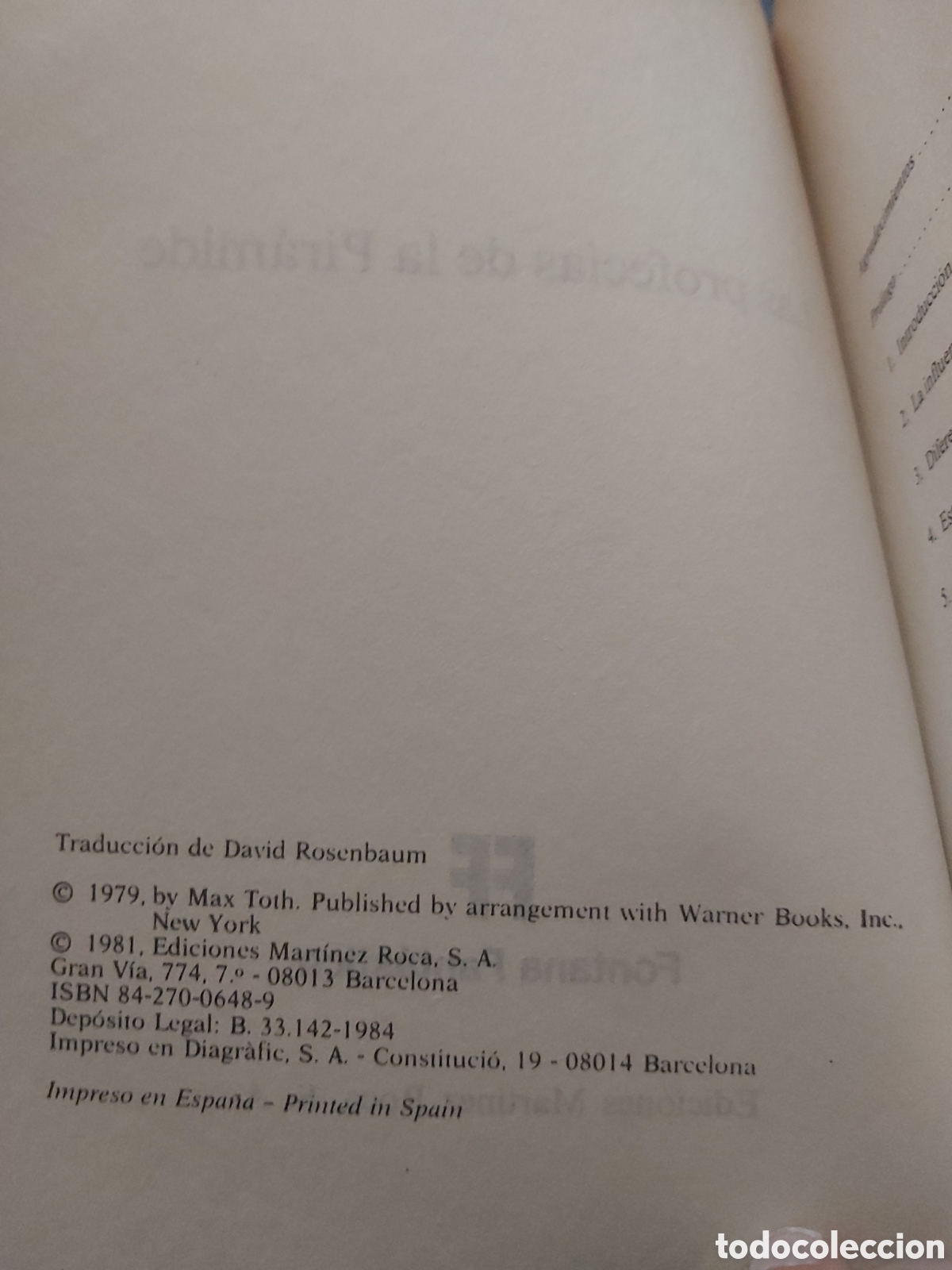 Libros de segunda mano: LAS PROFECIAS DE LA PIRAMIDE # MAX TOTH # MARTINEZ ROCA # 1981 - Foto 3
