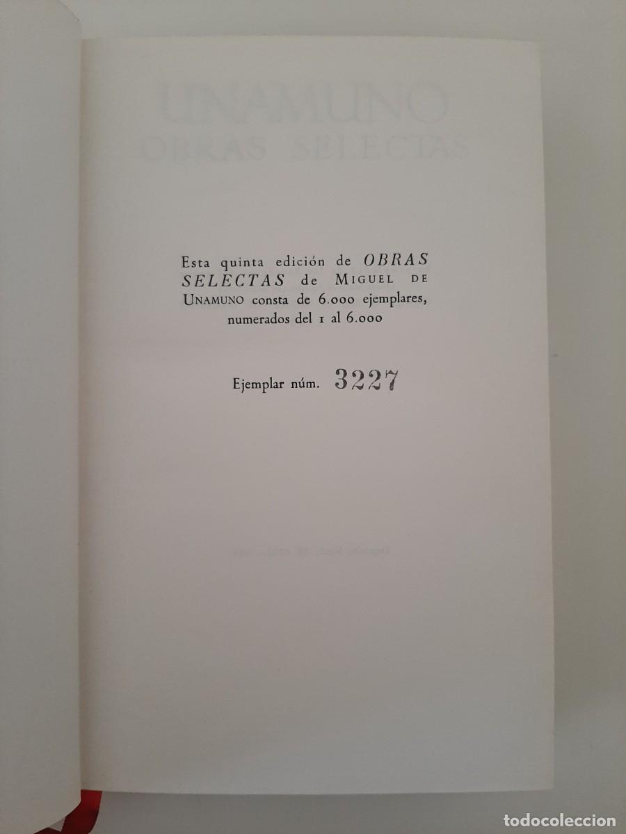 Libros de segunda mano: UNAMUNO. OBRAS SELECTAS. EDITORIAL PLENITUD. 1965 - Foto 3