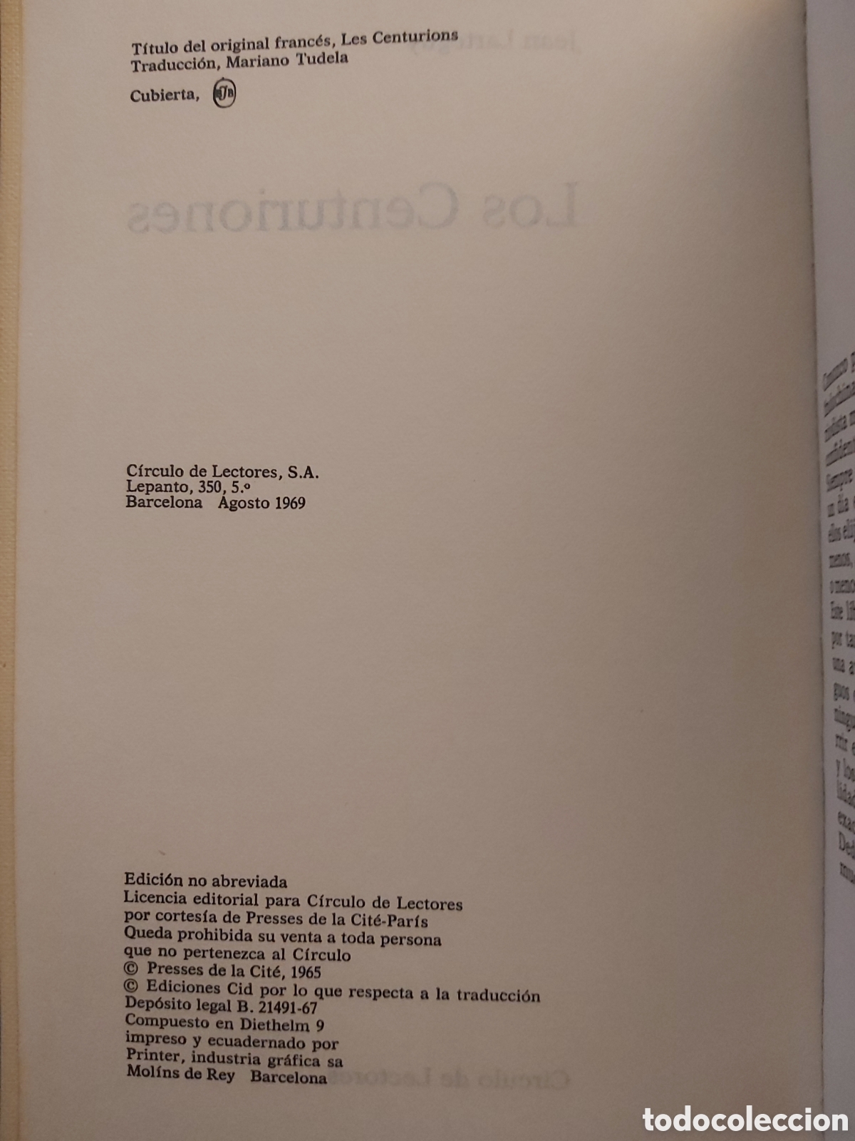 Libros de segunda mano: LOS CENTURIONES # JEAN LARTEGUY # C&Iacute;RCULO DE LECTORES # 1965 - Foto 3