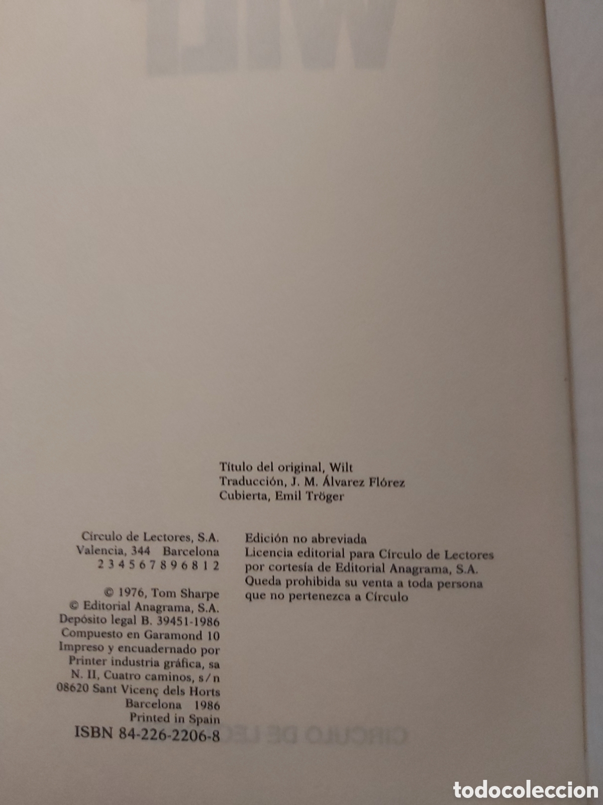 Libros de segunda mano: WILT # TOM SHARPE # C&Iacute;RCULO DE LECTORES # 1986 - Foto 3