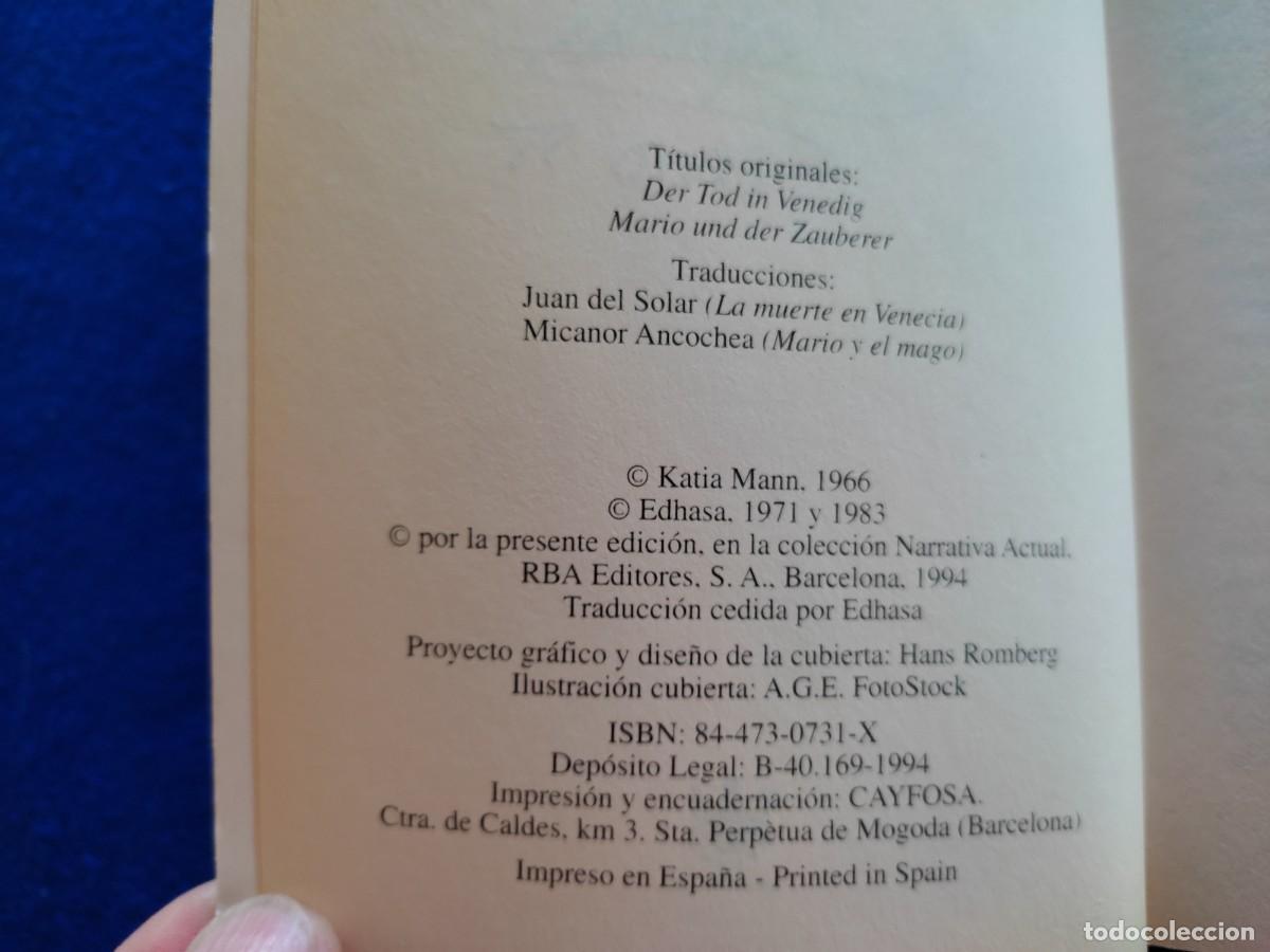 Libros de segunda mano: LA MUERTE EN VENECIA Thomas Mann RBA Ediciones 1994 - Foto 6