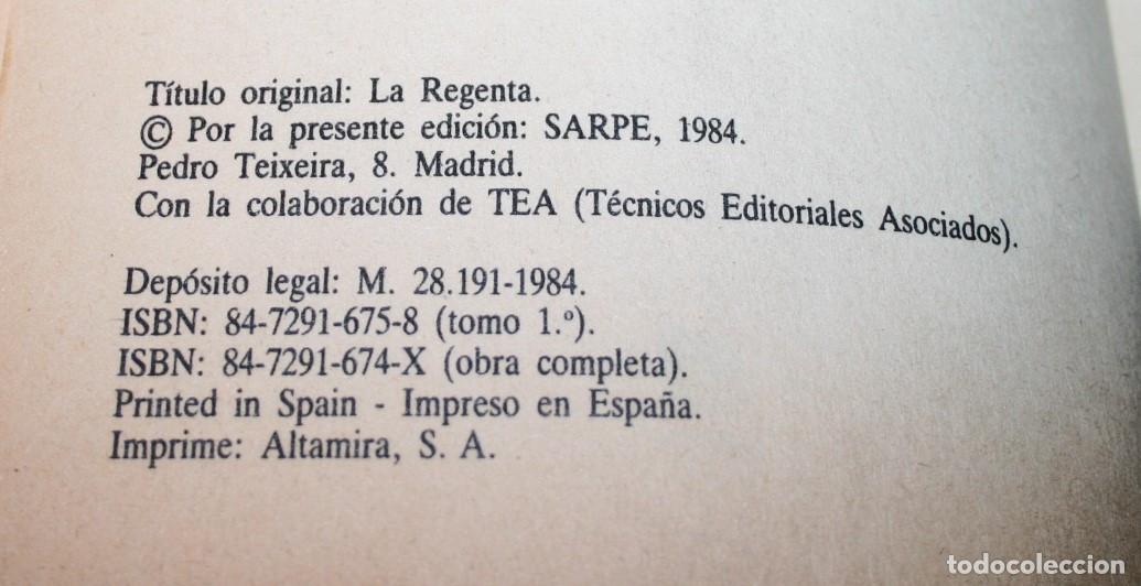 Libros de segunda mano: LA REGENTA - LEOPOLDO ALAS CLAR&Iacute;N - SARPE 1984 - Foto 3