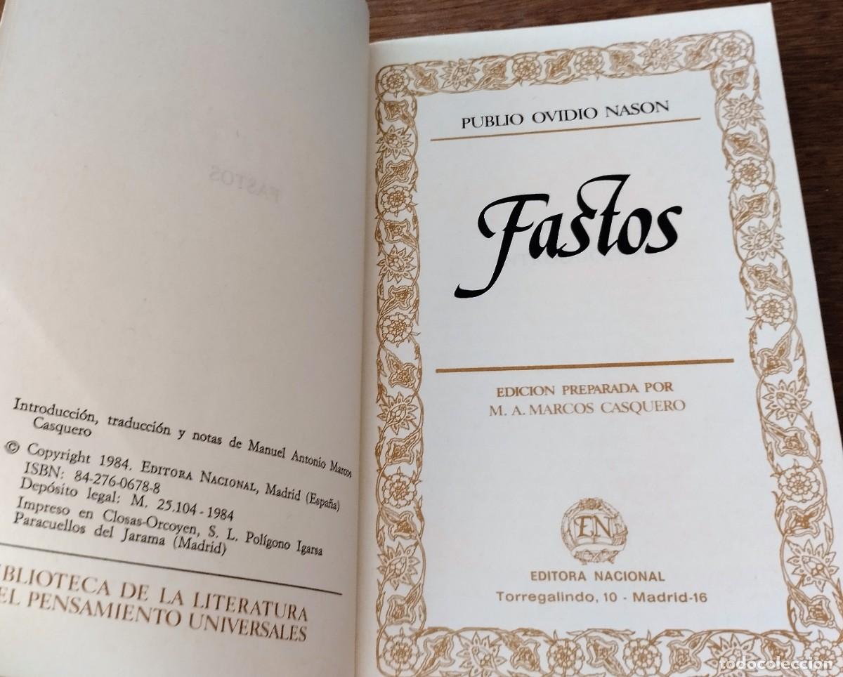 Libros de segunda mano: Publio Ovidio Nason, Fastos. Editora Nacional, 1984 - Foto 3
