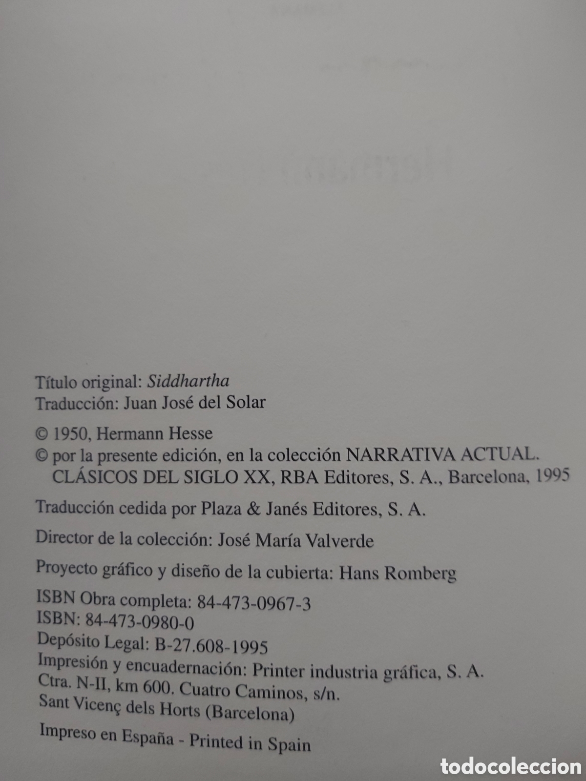 Libros de segunda mano: SIDDHARTHA # HERMANN HESSE # R.B.A EDITORES # 1995 - Foto 3