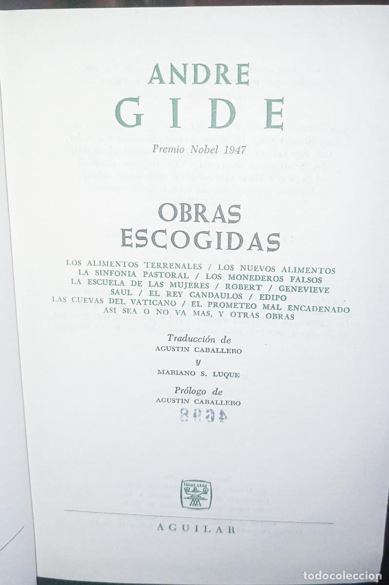 Libros de segunda mano: Obras escogidas Andr&eacute; Gide - Foto 3