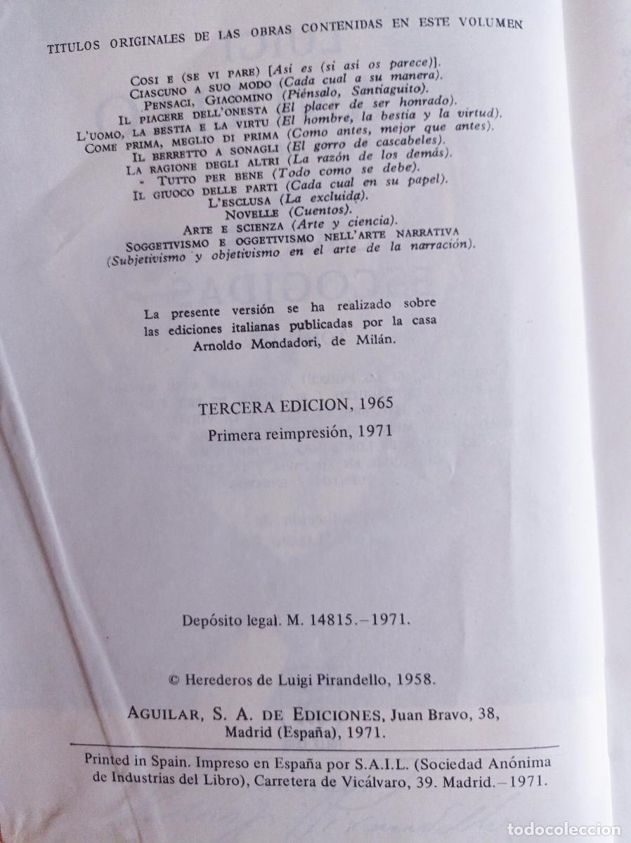 Libros de segunda mano: OBRAS ESCOGIDAS LUIGI, PIRANDELLO - Foto 2