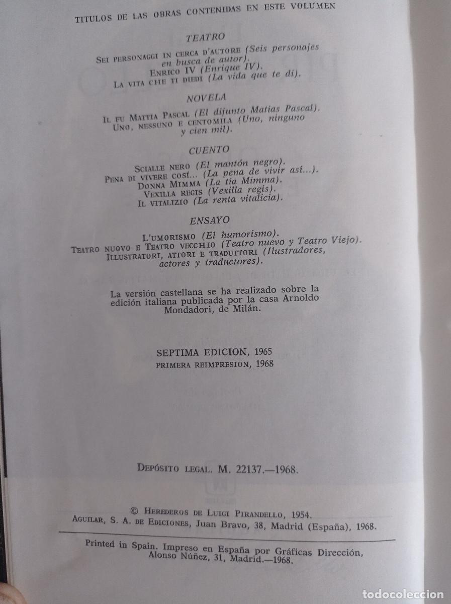 Libros de segunda mano: OBRAS ESCOGIDAS LUIGI, PIRANDELLO - Foto 3