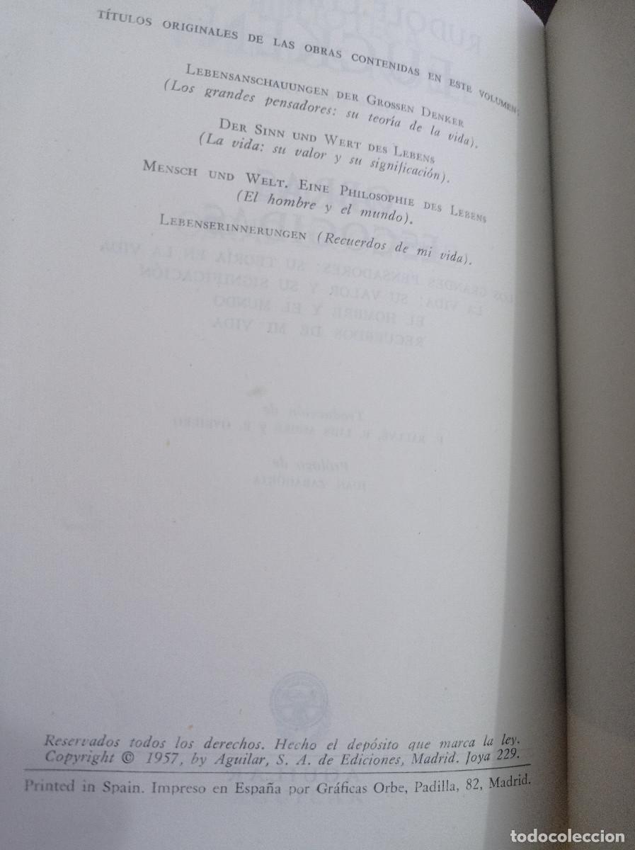Libros de segunda mano: OBRAS ESCOGIDAS RUDOLF CHRISTOPH EUCKEN - Foto 2
