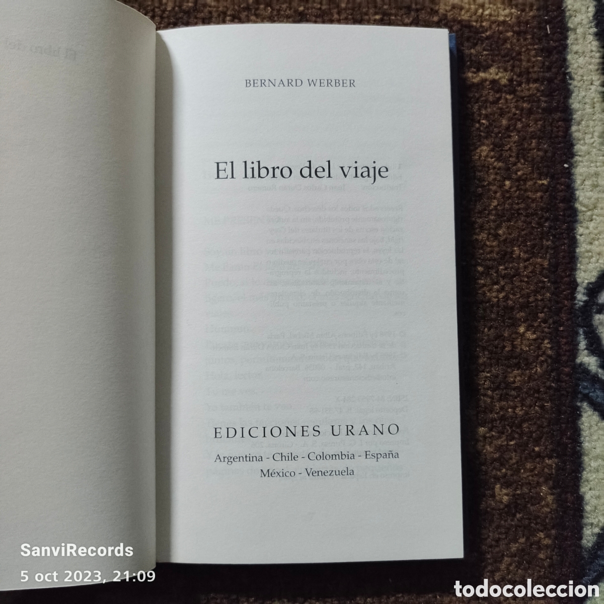 Libros de segunda mano: EL LIBRO DEL VIAJE (BERNARD WERBER) (EDICIONES URANO) - Foto 2