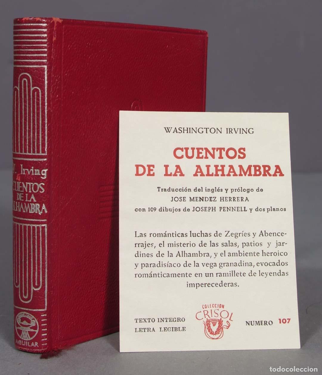 Libros de segunda mano: Cuentos de la Alhambra. Irving. 1954. AGUILAR. CRISOL - Foto 1