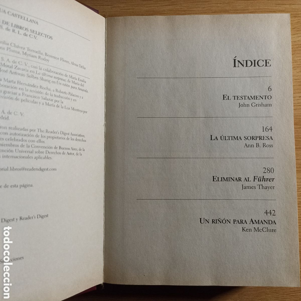 Libros de segunda mano: El testamento (John Grisham) y otros relatos. Readers Digest, 2001. - Foto 2