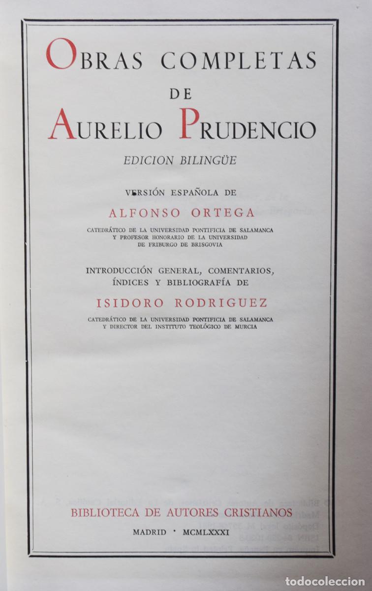 Libros de segunda mano: OBRAS COMPLETAS DE AURELIO PRUDENCIO - AURELIO PRUDENCIO - Foto 1