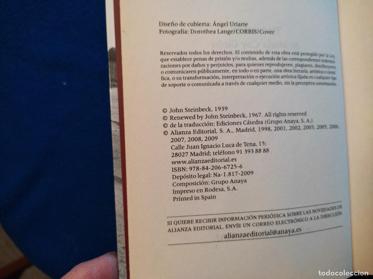 Libros de segunda mano: Las Uvas de la Ira John Steinbeck Alianza Editorial 2009 - Foto 7