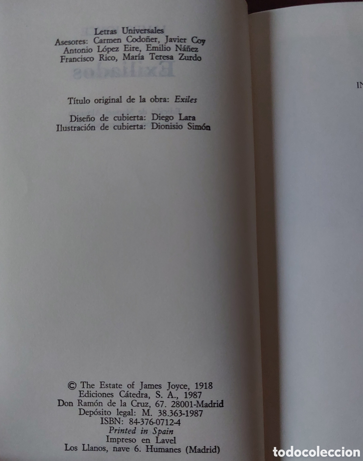 Libros de segunda mano: Exiliados. James Joyce. C&aacute;tedra. Tapa dura. - Foto 5