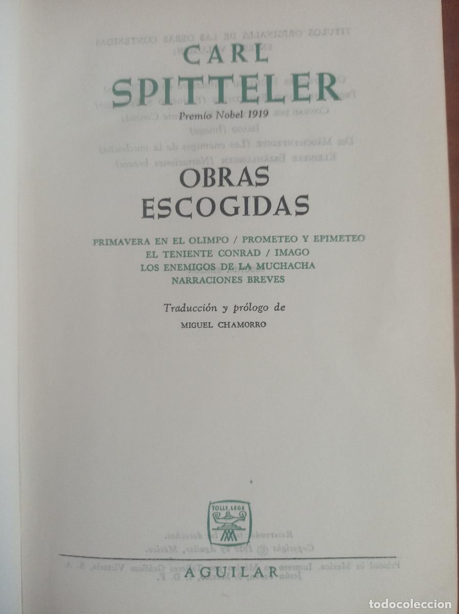 Libros de segunda mano: Obras Escogidas de Carl Spitteler - Foto 2