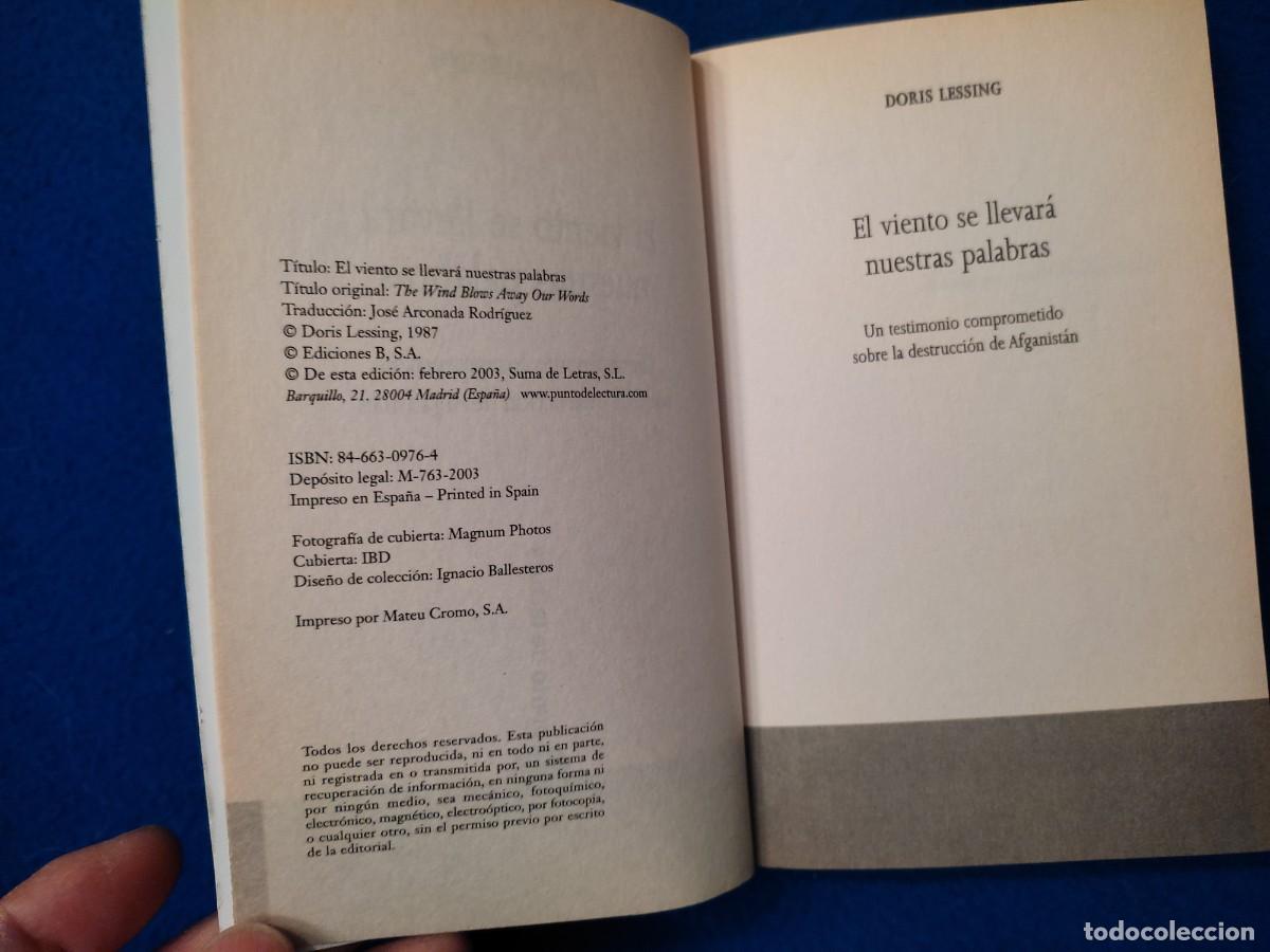 Libros de segunda mano: El Viento se Levar&aacute; nuestras Palabras Doris Lessing Ultramar Ed. B,S.A. 2003 - Foto 6