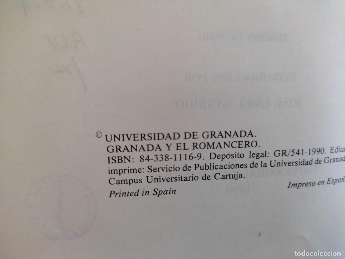 Libros de segunda mano: Granada y El Romancero Manuel Alvar Editado Universidad de Granada 1990 - Foto 5
