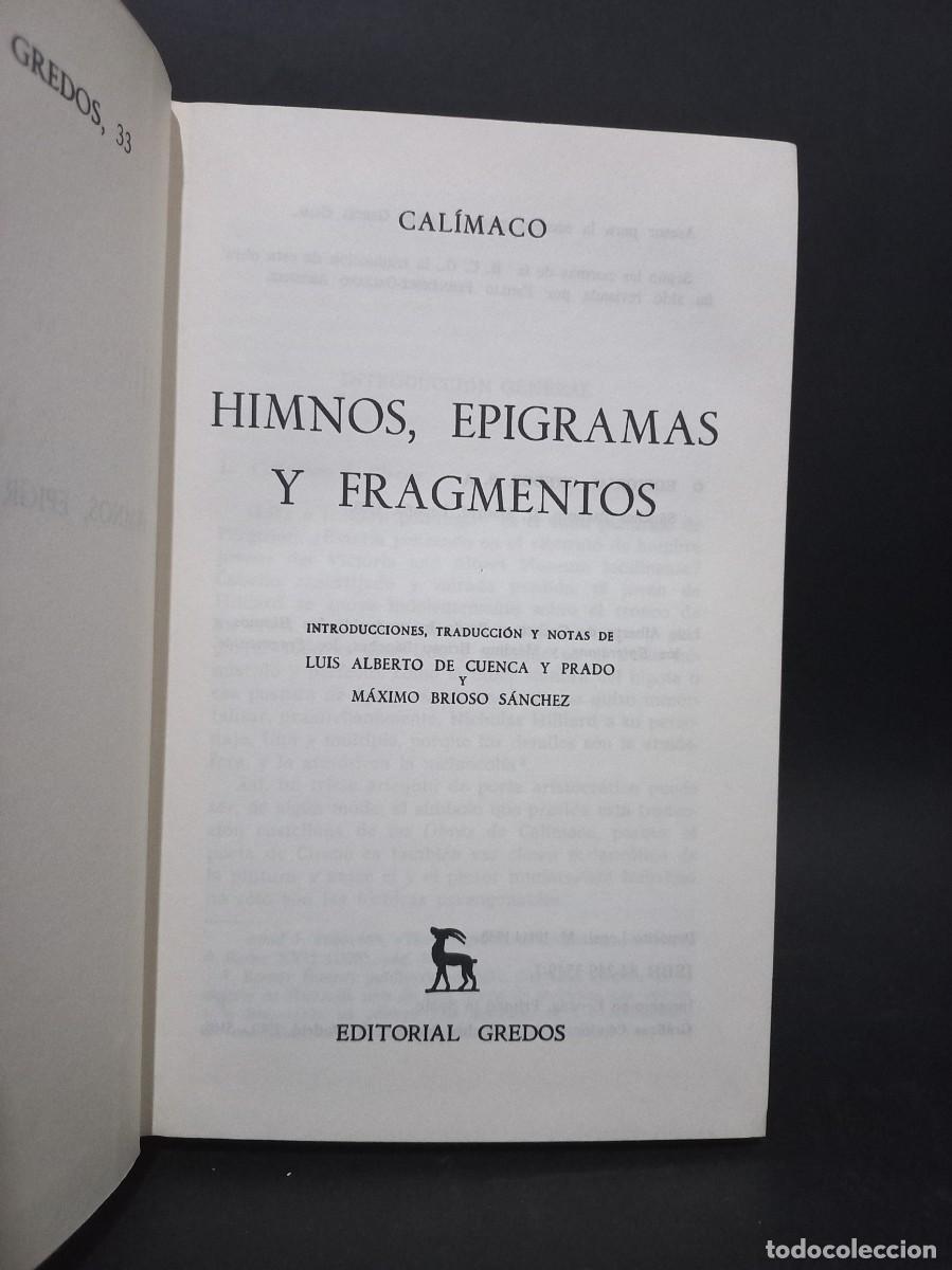 Libros de segunda mano: CAL&Iacute;MACO - HIMNOS, EPIGRAMAS Y FRAGMENTOS - 1980 - Foto 2