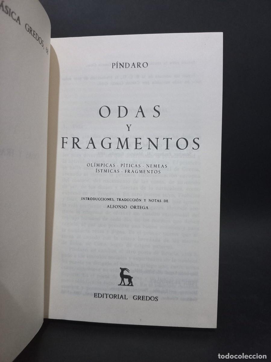 Libros de segunda mano: P&Iacute;NDARO - ODAS Y FRAGMENTOS - PRIMERA EDICI&Oacute;N - 1984 - Foto 2