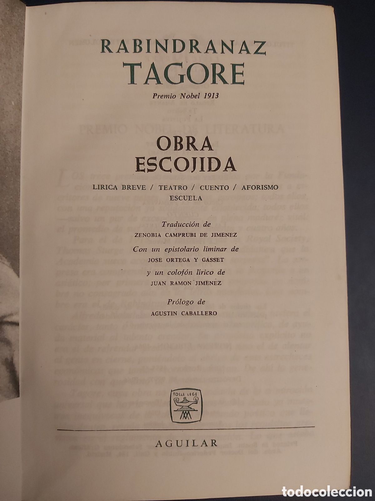Libros de segunda mano: OBRA ESCOGIDA $ R. TAGORE $ AGUILAR $ 9 EDICI&Oacute;N 1966 - Foto 3