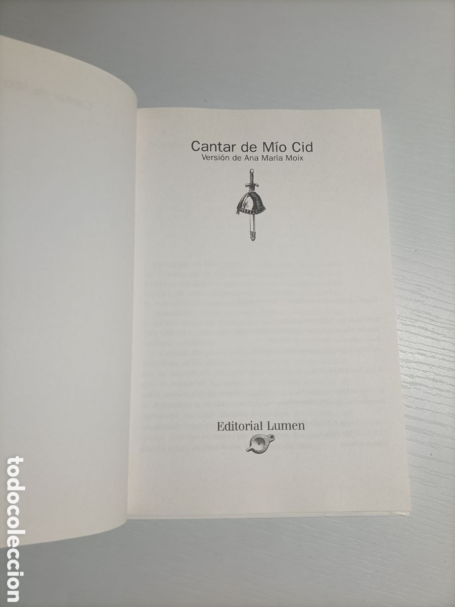 Libros de segunda mano: Cantar del M&iacute;o Cid. Versi&oacute;n de Ana Mar&iacute;a Moix editorial Lumen a&ntilde;o 2000 - Foto 4