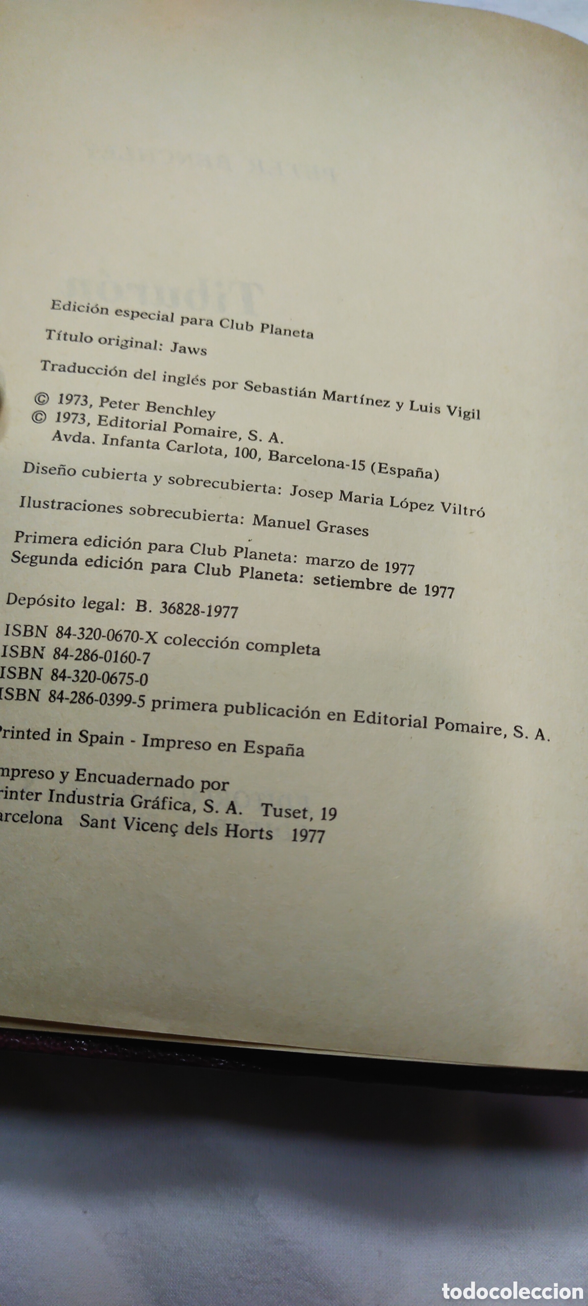 Libros de segunda mano: Tibur&oacute;n. Peter benchley 1977. Planeta - Foto 3