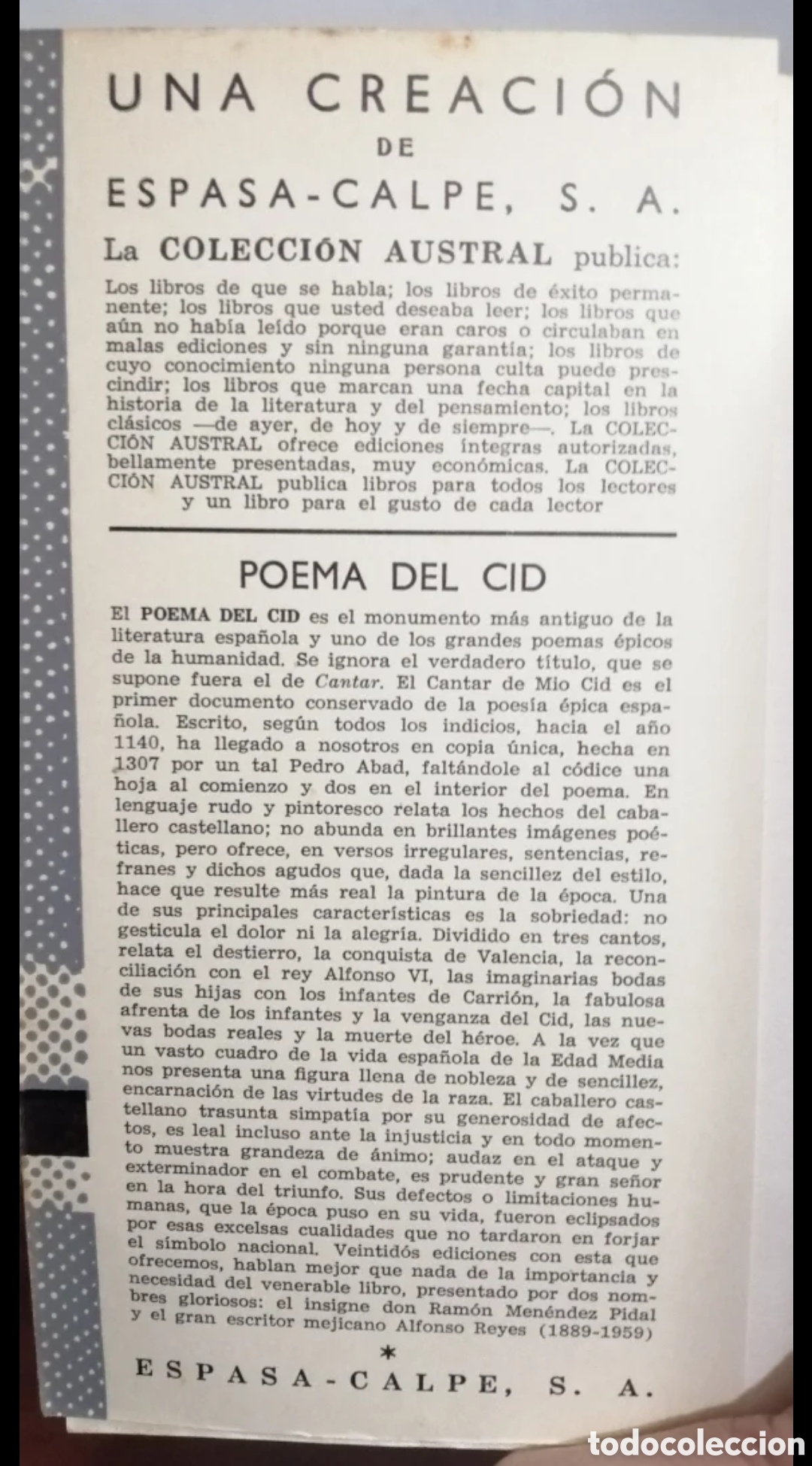 Libros de segunda mano: Poema del Cid. An&oacute;nimo. Austral Doble versi&oacute;n - Foto 2