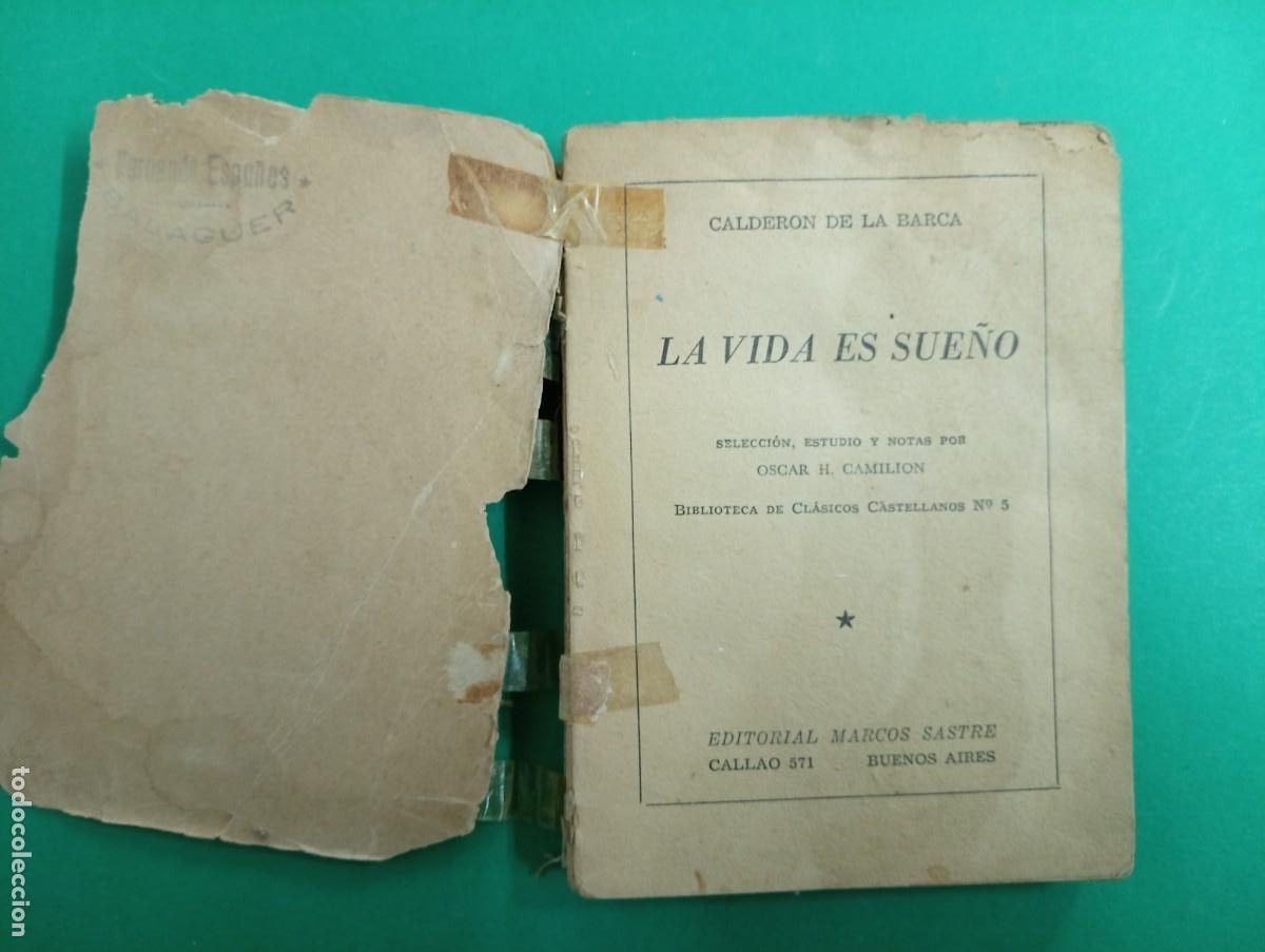 Libros de segunda mano: Antiguo libro LA VIDA ES SUE&Ntilde;O. Calder&oacute;n de la Barca. Argentina 1946. - Foto 2