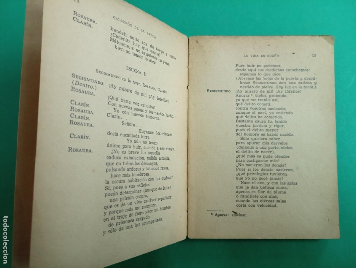 Libros de segunda mano: Antiguo libro LA VIDA ES SUE&Ntilde;O. Calder&oacute;n de la Barca. Argentina 1946. - Foto 3